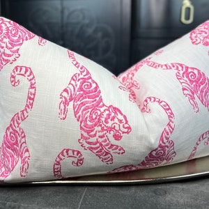 Pink Kenway Tiger Throw Pillow Cover, Animal Print Pillow Cover, Housewares decor, Home Decor, Accent Pillow Cover