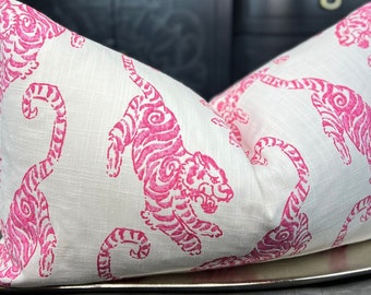 Pink Kenway Tiger Throw Pillow Cover, Animal Print Pillow Cover, Housewares decor, Home Decor, Accent Pillow Cover
