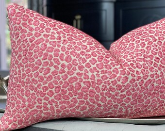 Shades of Pink Chenille Animal Print Throw Pillow Cover, Cheetah Pillows, Lumbar Pillow, Home Decor, Home Living