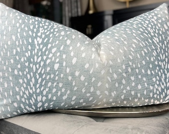 Aqua Antelope Linen Throw Pillow Cover, Animal Print Pillow Cover, Home Decor, Housewares Decor, Lumbar Pillows