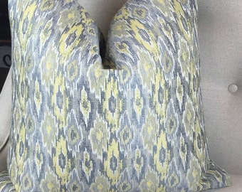 Yellow Gray Abstract Design Pillow Cover, Lumbar Pillows, Home Living, Housewares Decor