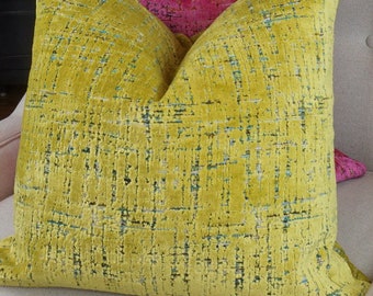 Moonstruck Sulfur Velvet Textured Pillow Cover, Citrine Throw Pillow, Housewares Decor, Pillow Home Decor