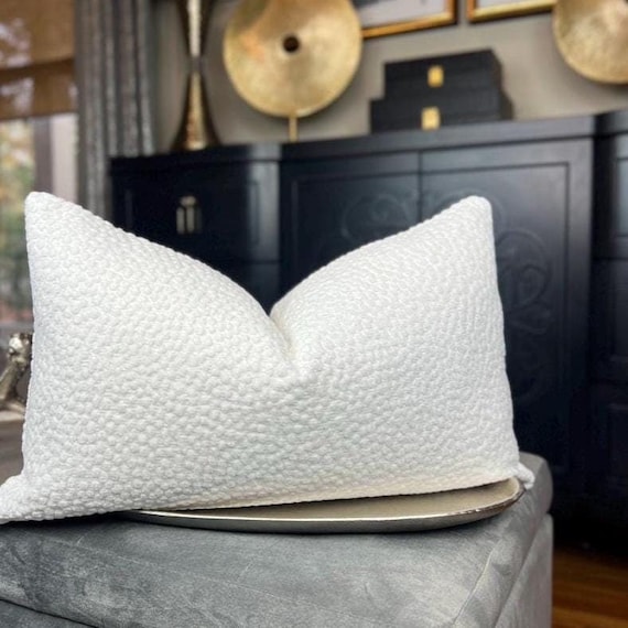 Spotty White Chenille Pillow Cover, White Chenille Pillow Cover, Home Decor, Home Living