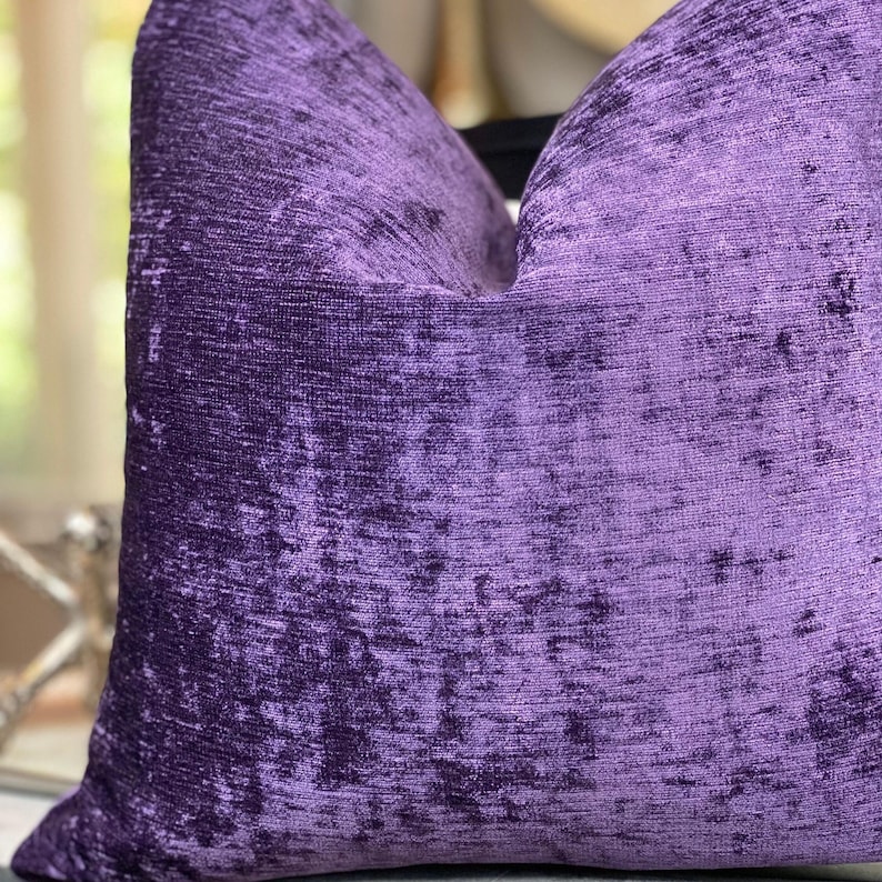 Deep Purple Chenille Throw Pillow Cover, Chenille Pillows, Housewares Decor, Home Living, Home Decor image 5