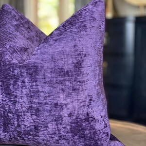 Deep Purple Chenille Throw Pillow Cover, Chenille Pillows, Housewares Decor, Home Living, Home Decor image 3