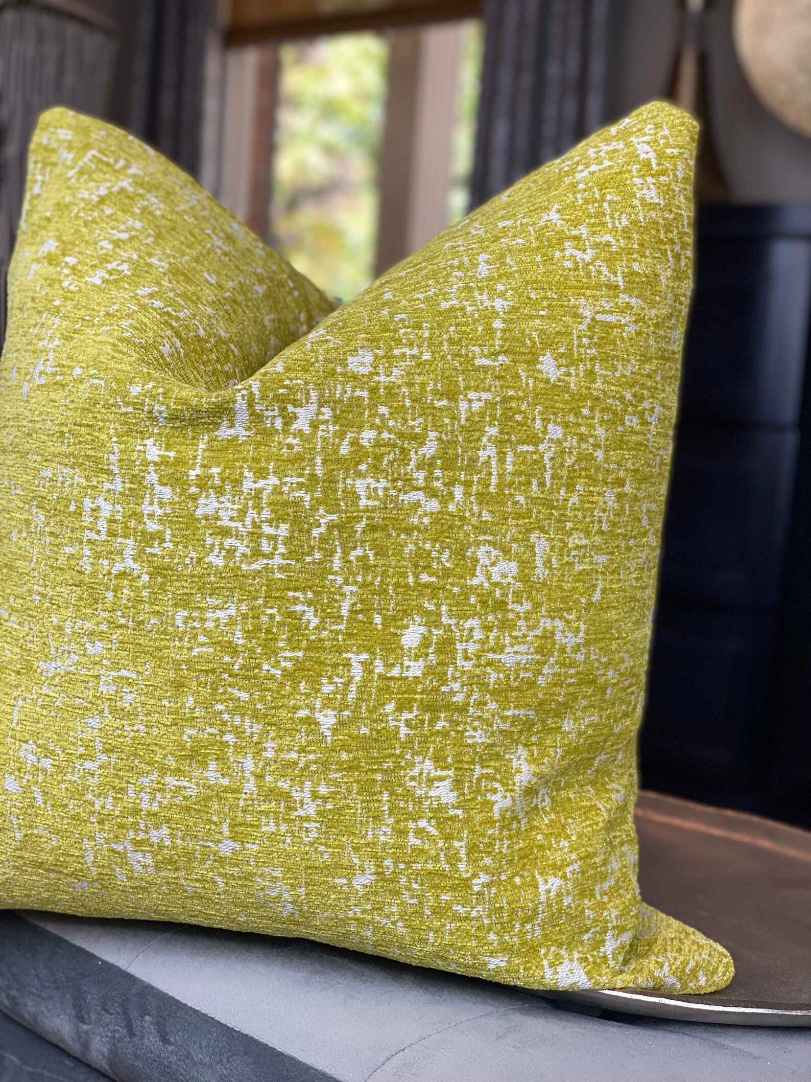 Citrus Green Chenille Throw Pillow Cover Chenille Pillow Etsy