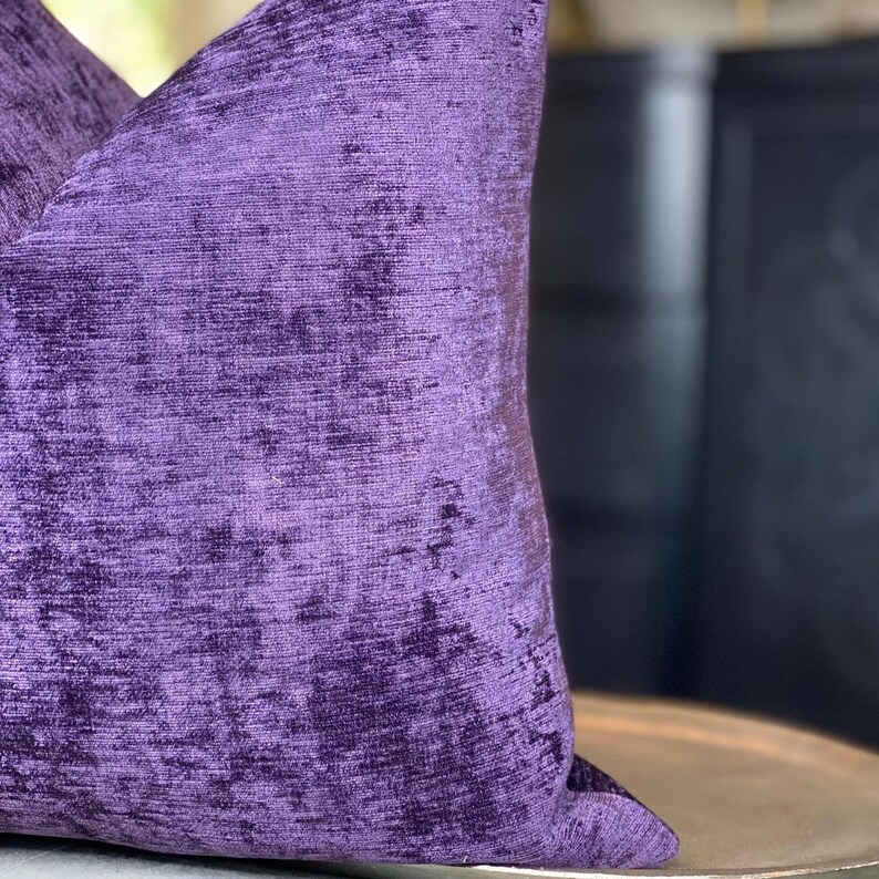Deep Purple Chenille Throw Pillow Cover, Chenille Pillows, Housewares Decor, Home Living, Home Decor image 2