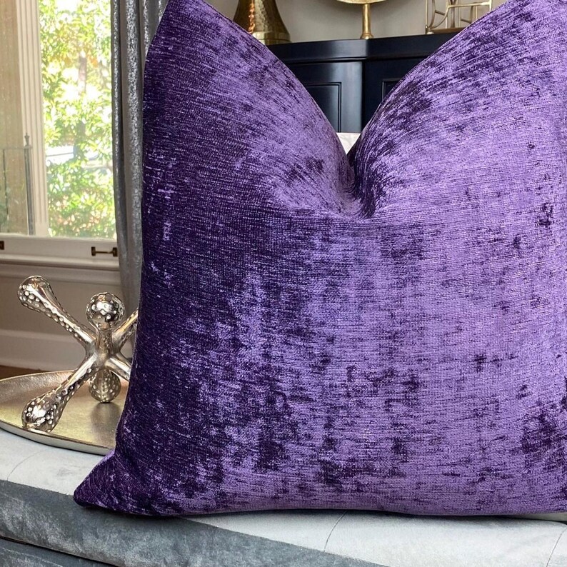 Deep Purple Chenille Throw Pillow Cover, Chenille Pillows, Housewares Decor, Home Living, Home Decor image 4