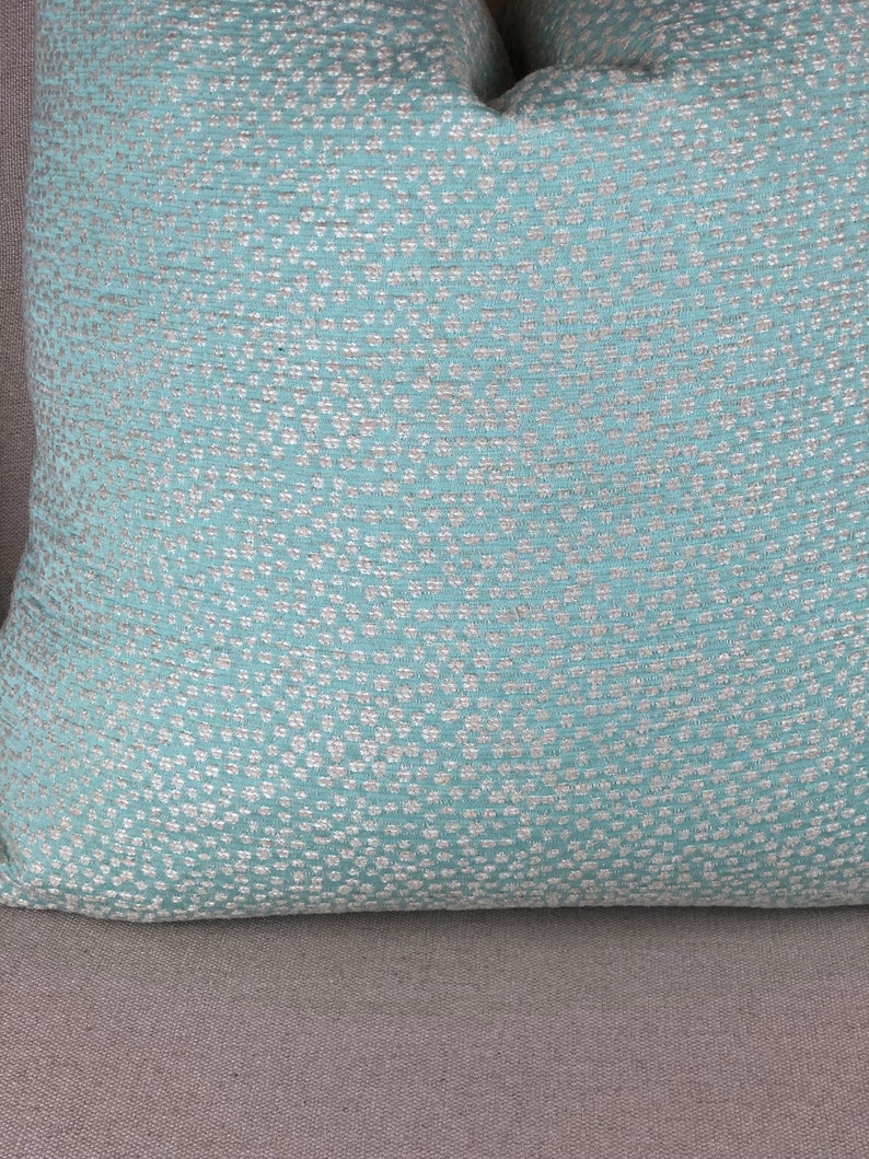 Chenille Baby Blue Pillow Cover Cream Dots, Decorative Blue Throw Pillow, Housewares Decor, Nursery Pillow Covers, Home Living image 9