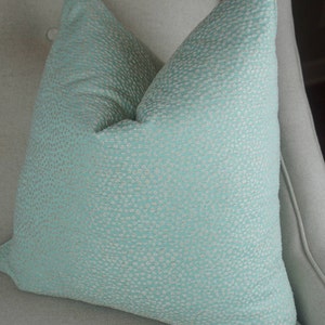 Chenille Baby Blue Pillow Cover Cream Dots, Decorative Blue Throw Pillow, Housewares Decor, Nursery Pillow Covers, Home Living image 1