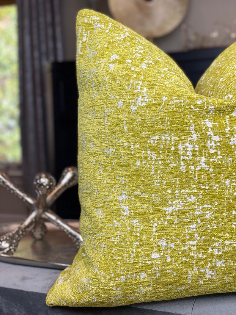 Citrus Green Chenille Throw Pillow Cover Chenille Pillow Etsy