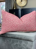 Shades of Pink Chenille Animal Print Throw Pillow Cover, Cheetah Pillows, Lumbar Pillow, Home Decor, Home Living