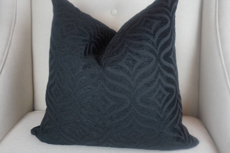 Chenille Ebony Pillow Cover, Decorative Geometric Throw Pillow, Housewares Decor, Home Decor Cushion Cover image 9