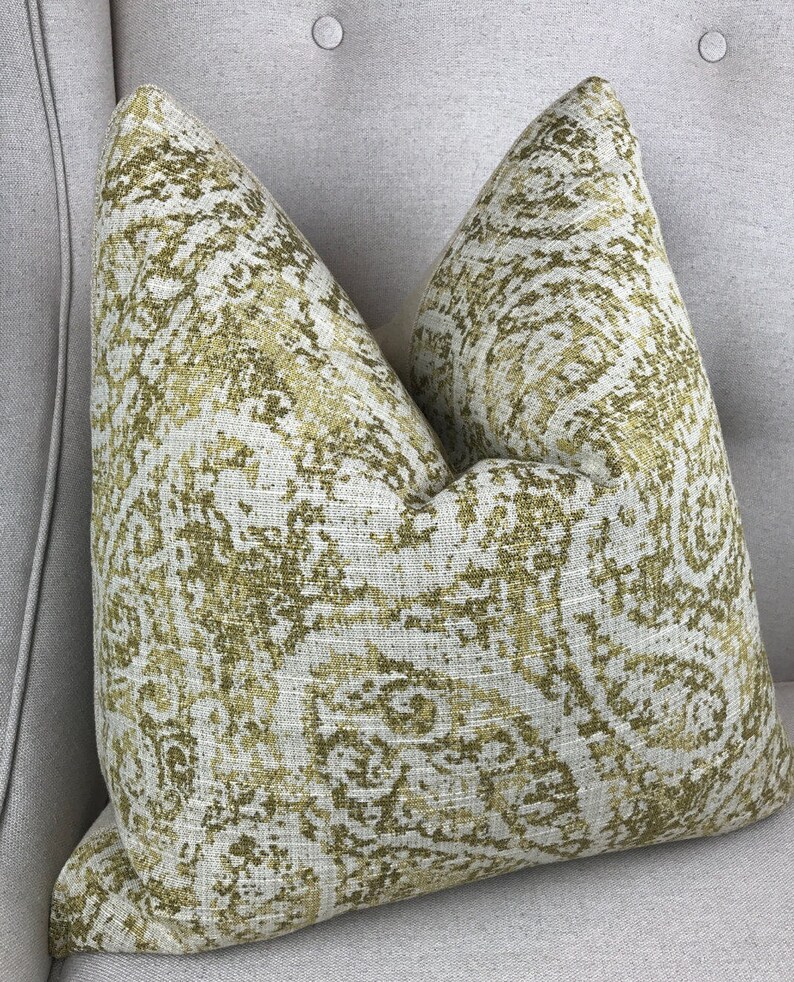 Paisley Gold And Tan Pillow Cover Paisley Decorative Cushion Etsy