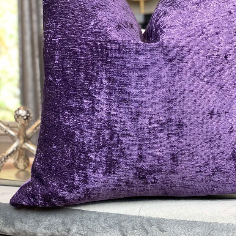 Deep Purple Chenille Throw Pillow Cover, Chenille Pillows, Housewares Decor, Home Living, Home Decor image 7