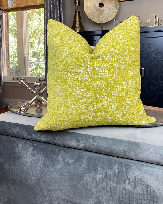 Citrus Green Chenille Throw Pillow Cover Chenille Pillow Etsy