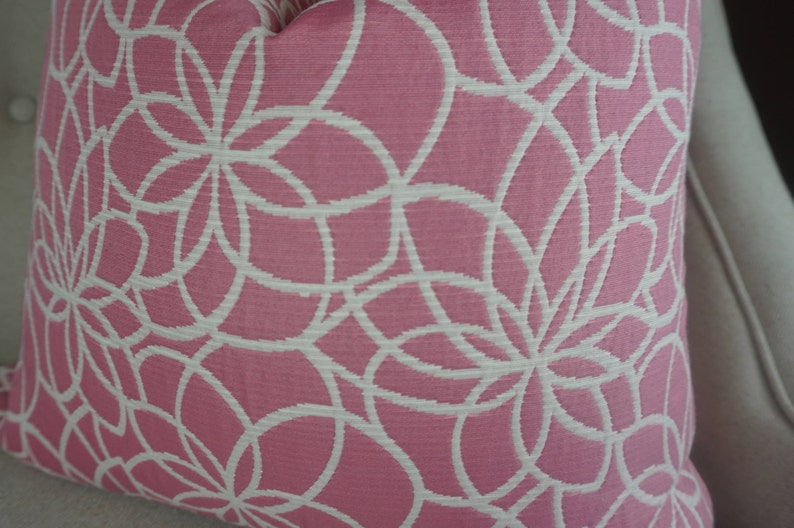 Decorative Floral Pink White Pillow Cover, Pink White Cushion, Pink Throw Pillow, Housewares Decor, Pillow Decor, Home Living image 2