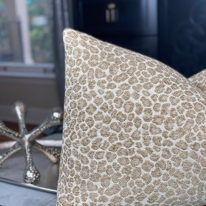 Shades of Beige Chenille Animal Print Throw Pillow Cover, Cheetah Pillows, Lumbar Pillow, Home Decor, Home Living image 9