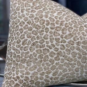 Shades of Beige Chenille Animal Print Throw Pillow Cover, Cheetah Pillows, Lumbar Pillow, Home Decor, Home Living image 4