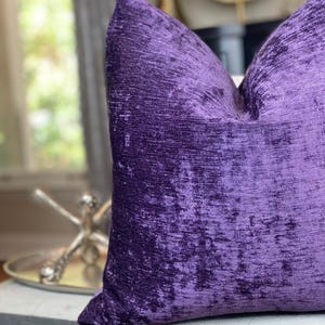 Deep Purple Chenille Throw Pillow Cover, Chenille Pillows, Housewares Decor, Home Living, Home Decor image 10