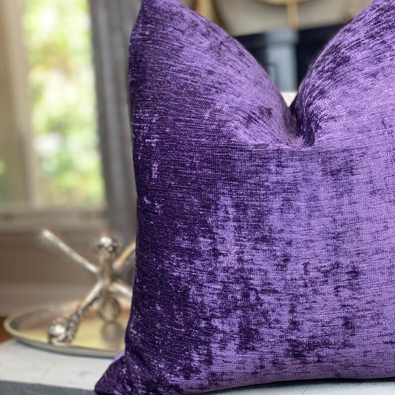 Deep Purple Chenille Throw Pillow Cover, Chenille Pillows, Housewares Decor, Home Living, Home Decor image 10