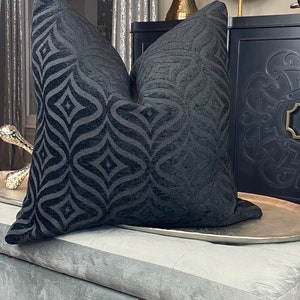 Chenille Ebony Pillow Cover, Decorative Geometric Throw Pillow, Housewares Decor, Home Decor Cushion Cover image 4
