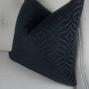 Chenille Ebony Pillow Cover, Decorative Geometric Throw Pillow