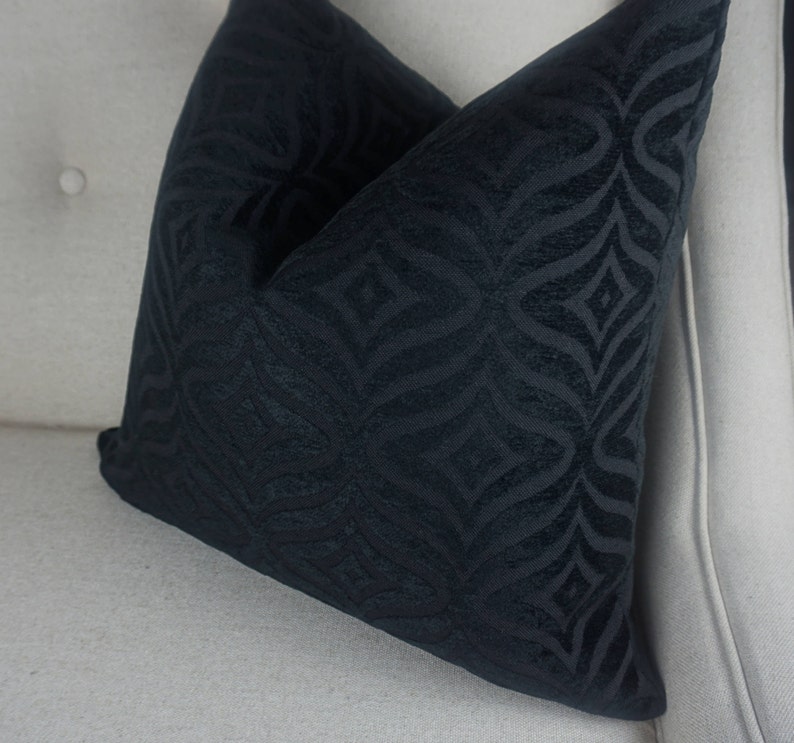 Chenille Ebony Pillow Cover, Decorative Geometric Throw Pillow, Housewares Decor, Home Decor Cushion Cover image 10