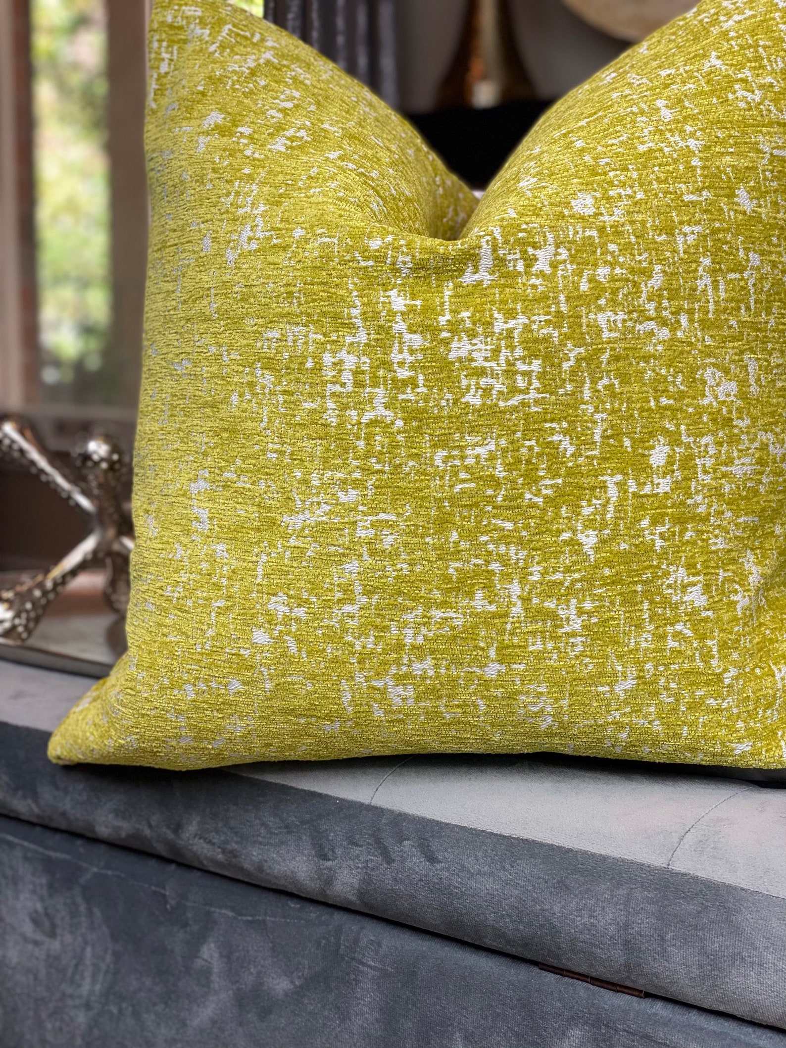 Citrus Green Chenille Throw Pillow Cover Chenille Pillow Etsy