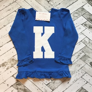 Vintage Kentucky "K" ruffle shirt/ K ruffle shirt/ Kentucky ruffle shirt/ Girls K shirt