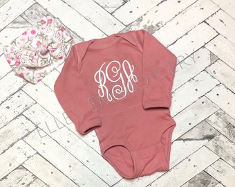 Blush monogram baby girl/ girls monogram baby shower gift/ blush baby bodysuit/ baby girl coming home outfit