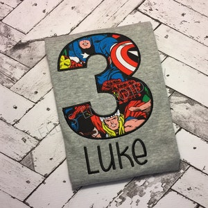 Marvel superhero shirt/ superhero birthday shirt/ Superhero shirt/ Boys superhero birthday shirt/ Marvel birthday shirt image 1