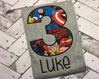 Marvel superhero shirt/ superhero birthday shirt/ Superhero shirt/ Boys superhero birthday shirt/ Marvel birthday shirt