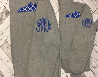 Kentucky monogrammed quarter zip pullover/ KY pullover/ monogrammed pullover/ Mommy & me pullovers