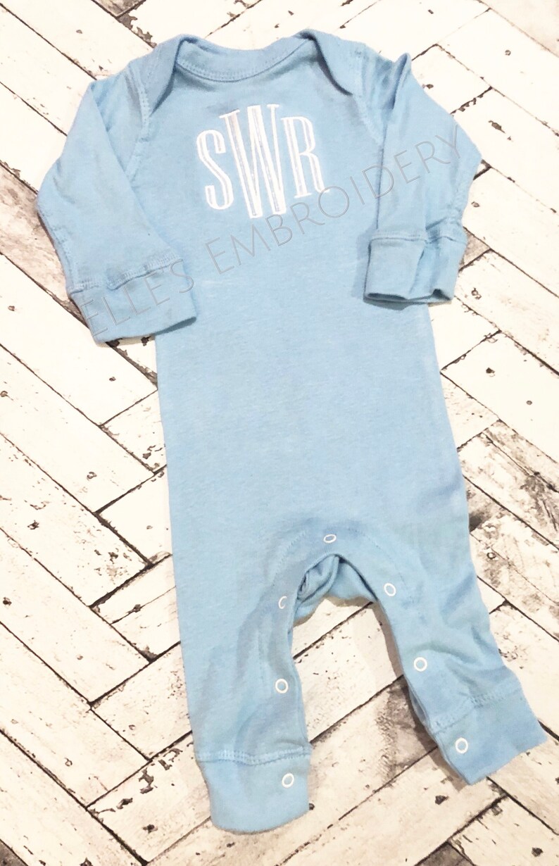 Monogrammed baby romper/ monogrammed baby boy outfit/ Baby boy Etsy