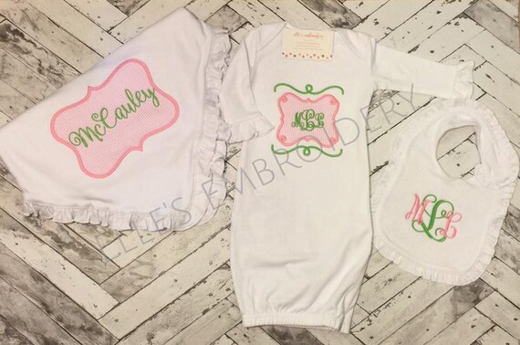 seersucker baby gown