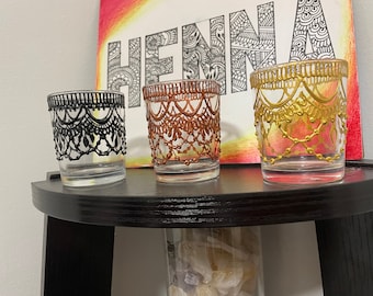 Hand Painted Henna Style Candle Holders