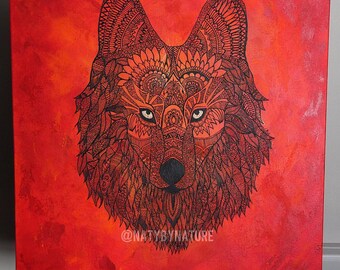 The Henna Wolf Art, Wrapped Printed Canvas of Original Painting