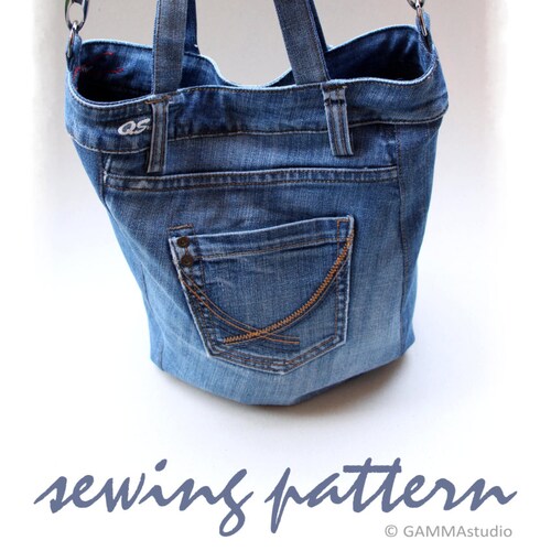 Sewing Denim Bag PATTERN DIY Denim Bag Jean Bag TUTORIAL - Etsy