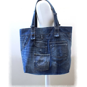 XXL Denim Bag, Weekender Bag, Festival Bag, Beach Bag, Recycle Art ...