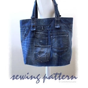 Sewing Denim Bag PATTERN, DIY Denim Bag, Jean bag tutorial, Make your own bag, Festival bag, Recycled Jean Bag, Upcycle Denim, Code: XXL