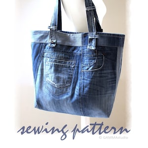 Sewing Denim Bag PATTERN, DIY Denim Bag, Jean Bag Tutorial, Make Your ...