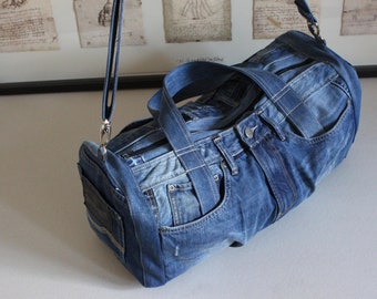 Denim bag, Recycled denim, Big bag, Casual bag, Sport bag, UNISEX BAG, Upcycled Denim Bag, Upcycled Jean Bag, GAMMAstudio, Code: Den-08