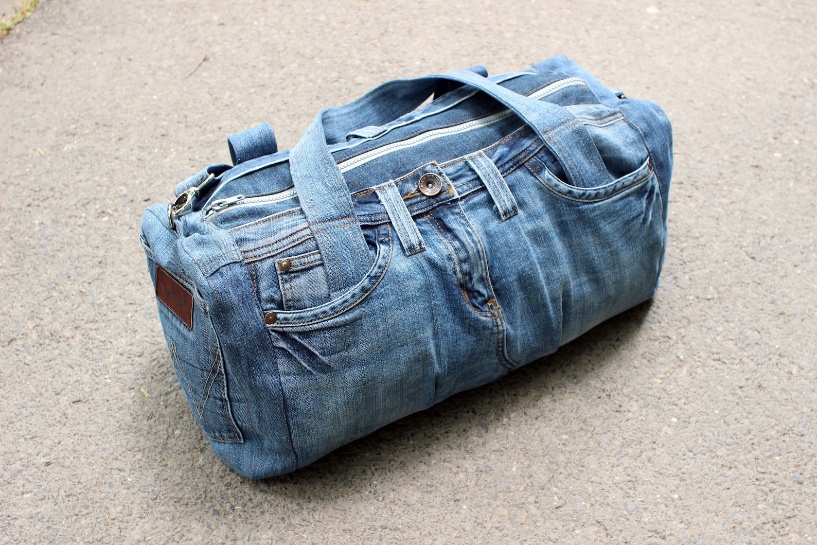 Denim Bag Recycled Denim Big Bag Casual Bag Sport Bag - Etsy