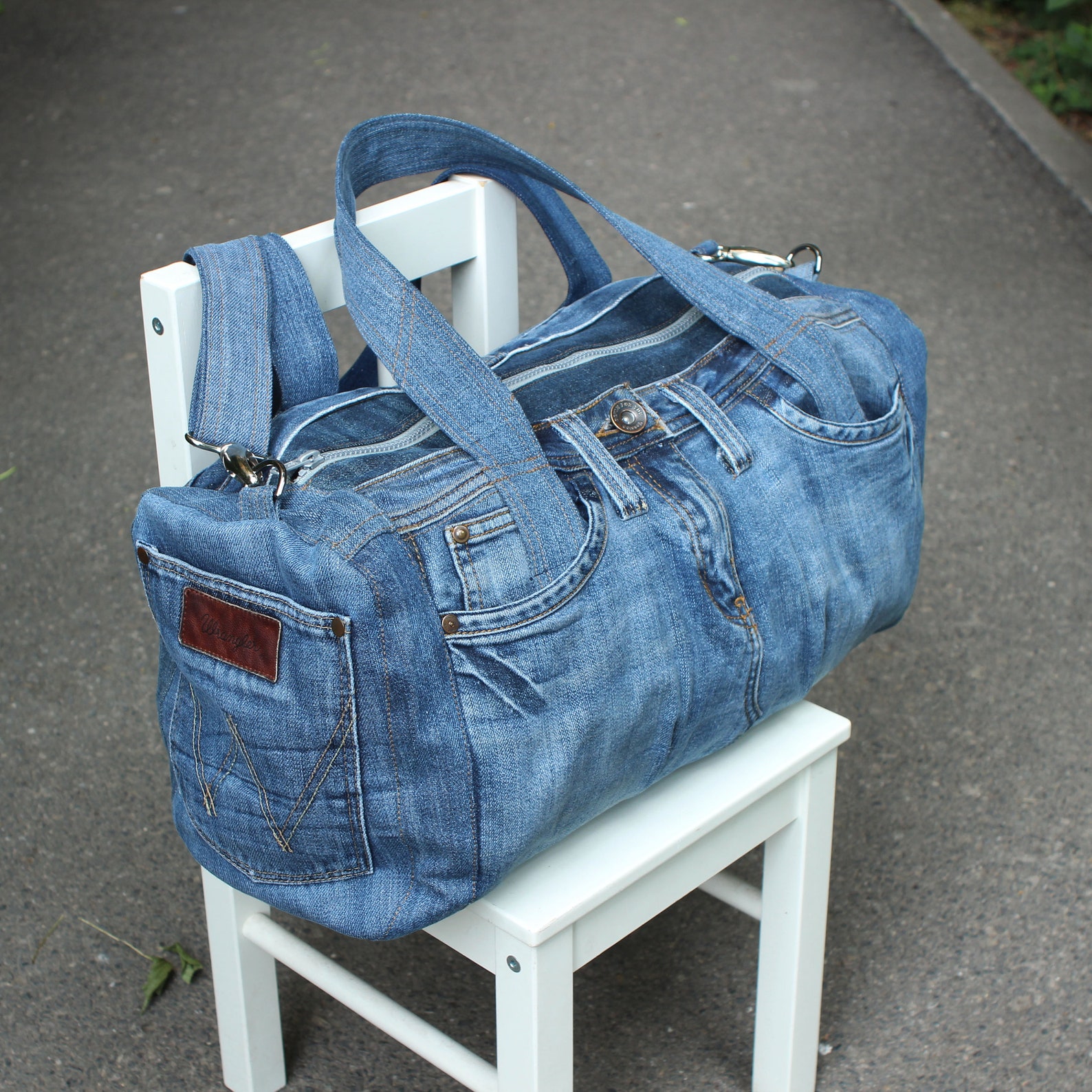 Denim Bag Recycled Denim Big Bag Casual Bag Sport Bag - Etsy