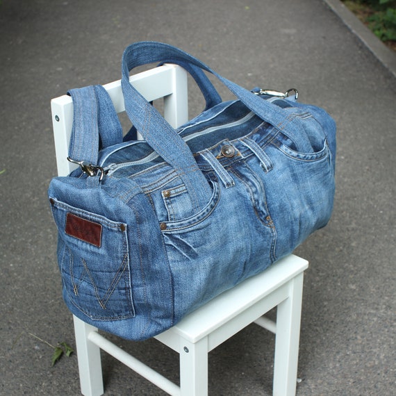 Denim Bag Recycled Denim Big Bag Casual Bag Sport Bag | Etsy Canada