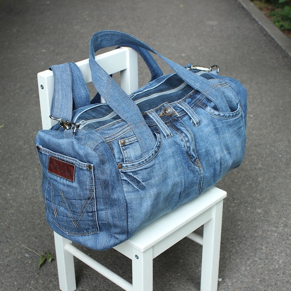 Denim Bag, Recycled Denim, Big Bag, Casual Bag, Sport Bag Denim Bag, Recycled Denim, Big Bag, Casual Bag, Sport Bag