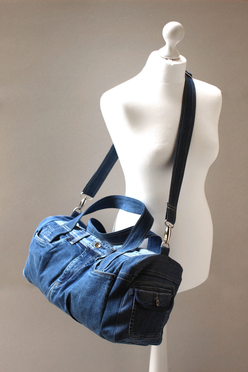 Denim Bag Recycled Denim Big Bag Casual Bag Sport Bag - Etsy