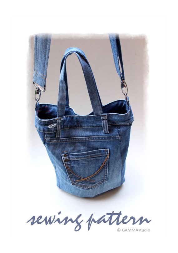 Upcycled Blue Jeans Denim Bootie Bag Purse —