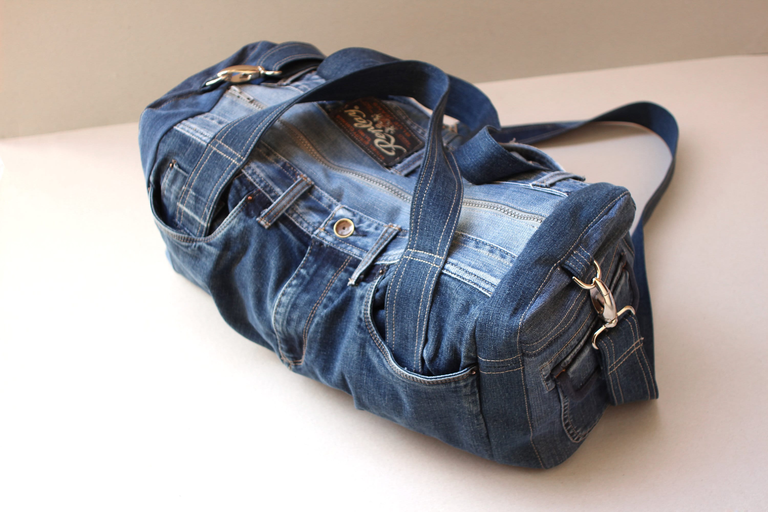 Upcycled Denim Water Bottle Tote Bag - Circular Threads